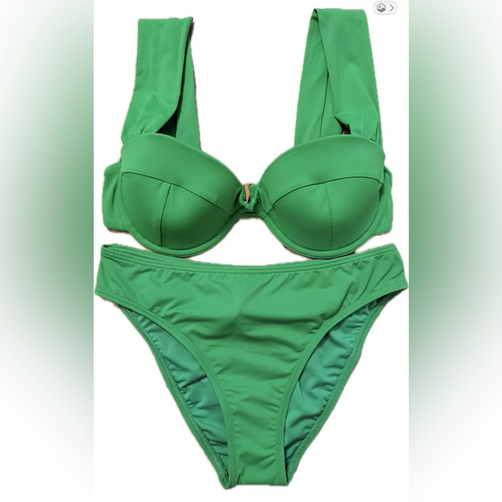 ♠️ Kate Spade Green Shirred Underwire Bikini Size S NWT - Picture 4 of 11